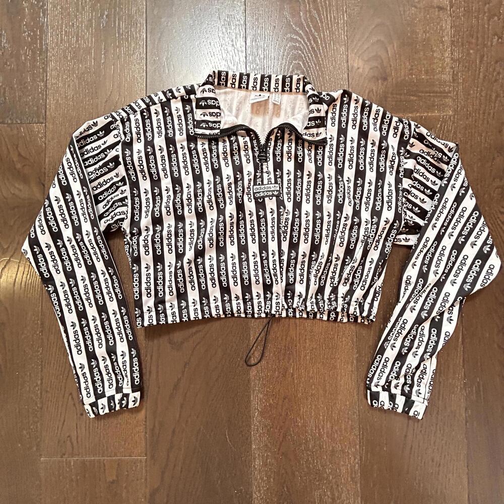 Adidas Women's Originals Half Zip Cropped Track Top Size Small